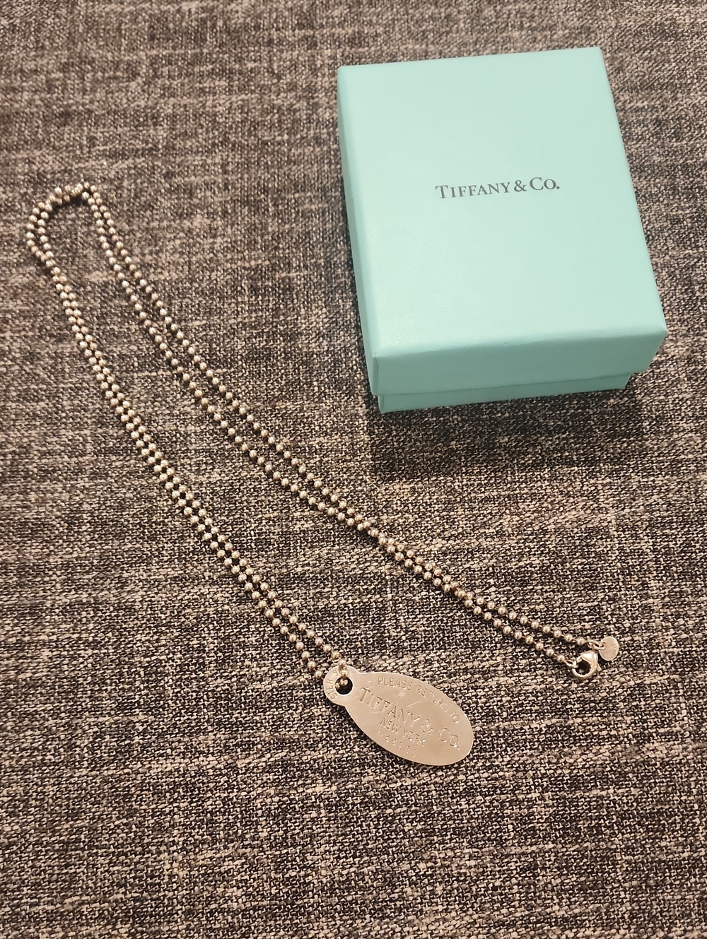 Tiffany & Co. Sterling Silver Ball-Chain Necklace with Oval Tag - Silver